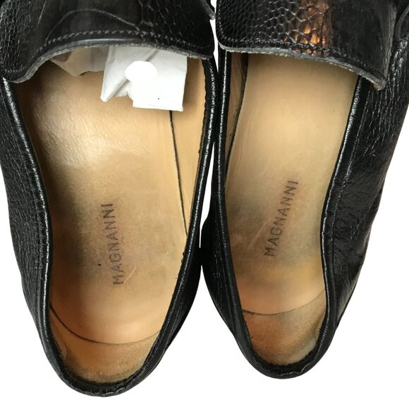 Magnanni Black Ostrich Leather Tassel Loafer Mens Size 13 Luxury - Picture 7 of 11